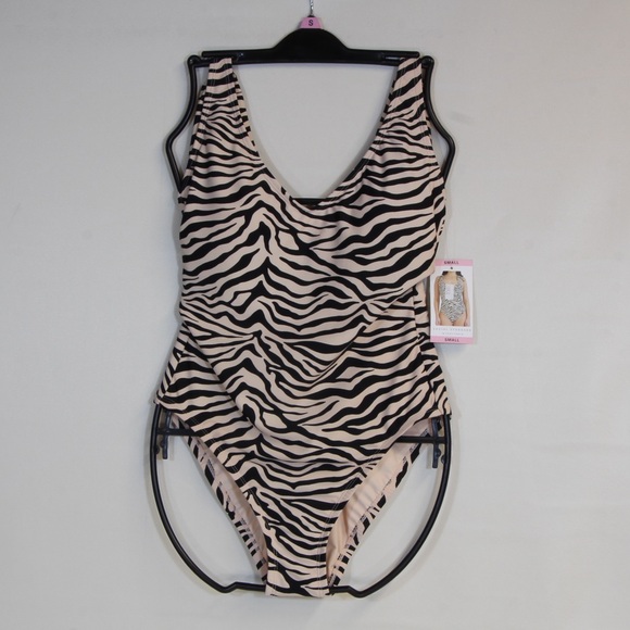 Social Standard by Sanctuary Zebra Print Tie Knot Strap One Piece Swimsuit NWT - Picture 1 of 5